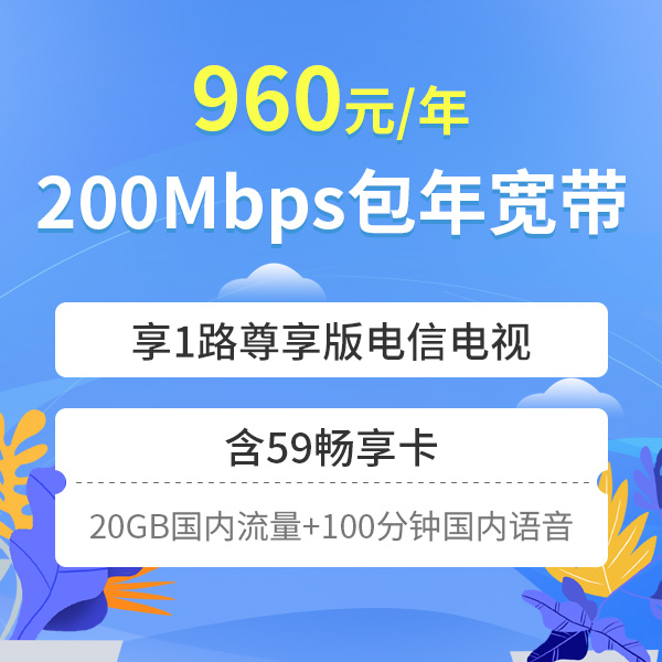 200Mbps宽带960元/年